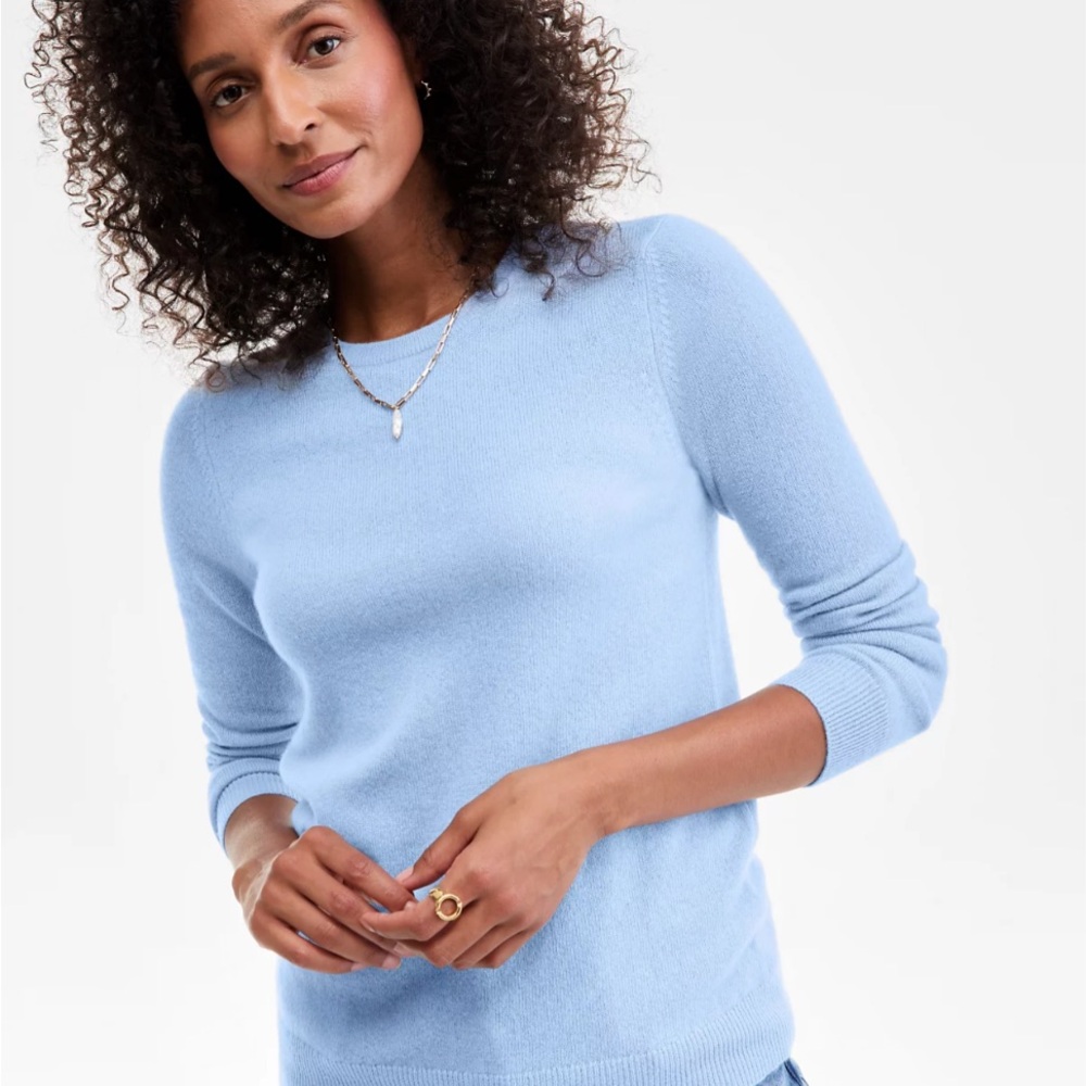 NWT Charter Club Luxury 100% Cashmere Crewneck Sweater in Waterdrop Blue — Small